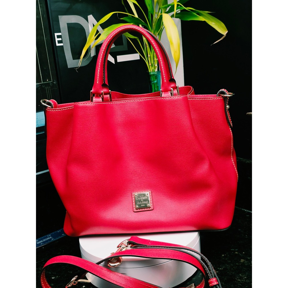 Dooney & Bourke Barlow Medium Satchel Red Saffiano Leather Crossbody Bag Handbag